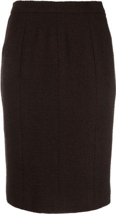 Chanel 1995 high-waisted pencil skirt - women - Nylon/Silk/Spandex/Elastane/Wool - 38 - Brown
