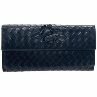 Bottega Veneta Black Leather Long Wallet (Bi-Fold) (Pre-Owned)