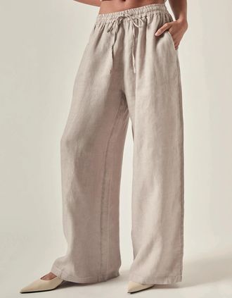 James Lakeland Womens Taupe Pure Linen Trousers - Tan - Size: 10