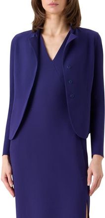 Akris Hamer Stretch Wool Jacket in Dark Purple at Nordstrom, Size 10
