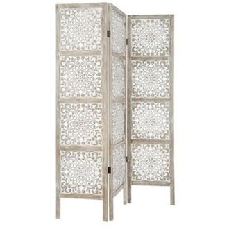 Atmosphera Pantalla De Madera Etnik Con Estampados Color Blanco - Blanco