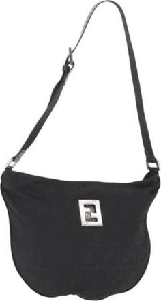 Fendi Pre-owned Shoulder Bags, female, Black, Size: ONE SIZE Pre-owned Vintage Canvas Shoulder Bag