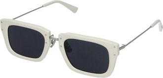 Jacquemus Witte Haircalf Vierkante Zonnebril - Dames - Zonnebrillen - Wit - ONE Size - Accessoires