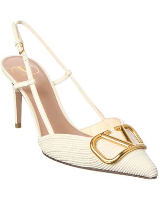 Valentino Vlogo Leather Slingback Pump