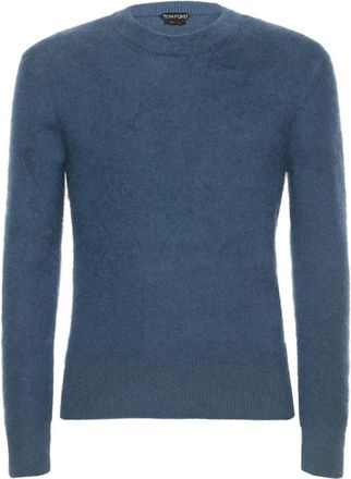 Tom Ford Trui met ronde hals - Heren - Ronde hals truien - Blauw - S - Wol - Truien & Vesten