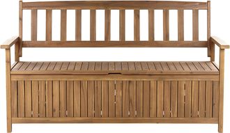 Beliani Beliani - Banco De Jard&iacute;n De Madera De Acacia Clara 160 Cm 3 Plazas Almacenaje Sovana