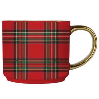 Sweet Water Decor Gold Handle Holiday Coffee Mug in Red Plaid at Nordstrom