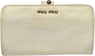 Miu Miu Pre-owned Leren Portemonnee - Dames - Vintage Accessoires - Wit - ONE Size - Leer - Vintage