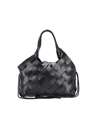 Dragon Diffusion Black Castello Woven Leather Tote Bag