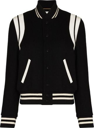 Saint Laurent Black Black Two Tone Varsity Jacket