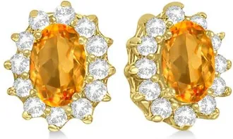 Allurez Oval Citrine & Diamond Accented Earrings 14k in 2.05Ct/yellow Gold at Nordstrom