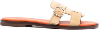 Doucal's open-toe suede slides - women - Calf Leather/Calf Leather/Calf Suede - 35 - Neutrals