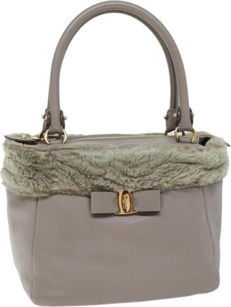 Ferragamo Vala Handbag Leather Pink Leather Handbag (Pre-Owned)