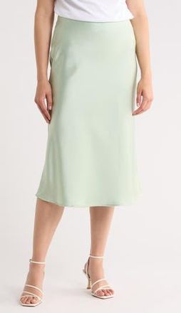 Renee C Solid Satin Midi Skirt in Pistachio at Nordstrom Rack, Size X-Small