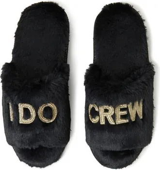 Dearfoams Novelty Faux Fur Bridal Slide in Black at Nordstrom, Size X-Large