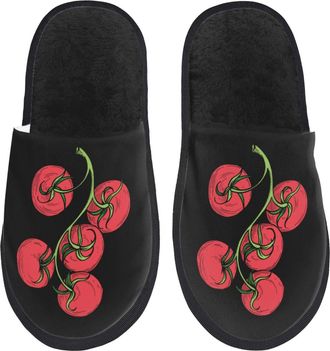 Generic Home Slippers Fresh Tomatoes Slippers Comfy Plush House Slipper For Travel Party Guest M