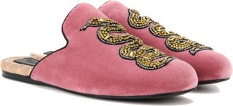 Gucci Velvet Lawrence Crystal Snake Slippers Size 38