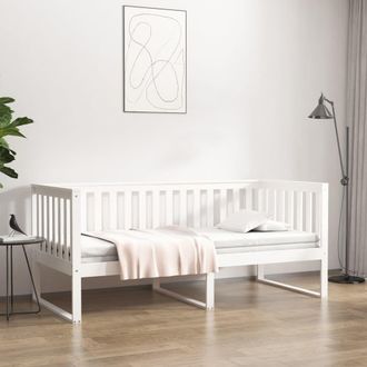 vidaXL Sof&aacute; Cama Sin Colch&oacute;n Madera Maciza De Pino Blanco 90x200 Cm Vidaxl