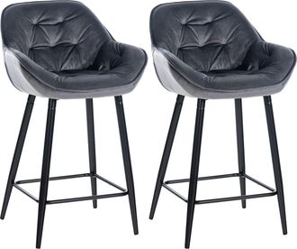 Clp Clp - Set De 2 Taburetes De Bar Gibson 76 De Terciopelo Gris Oscuro