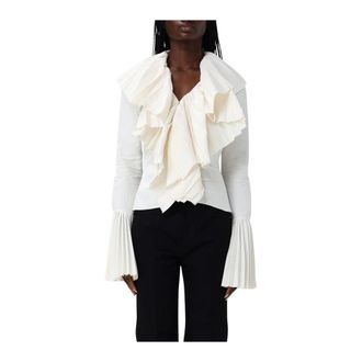 Alexander McQueen Overhemden, Dames, Beige, S, Katoen, Ruffle Cuff Blouse