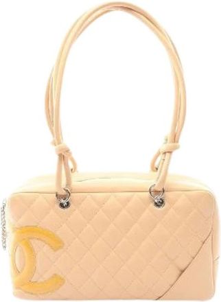 Chanel Pre-owned Cambon Line Patent Leather Schoudertas - Dames - Vintage Handtas - Beige - ONE Size - Leer - Vintage