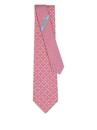 Ferragamo Gancini-patterned silk tie - men - Silk - One Size - Pink
