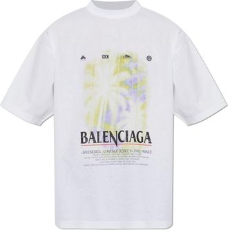 Balenciaga Logo T-shirt - Heren - T-shirts - Wit - S - Katoen - Tops