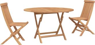 vidaXL Juego Bistro De Jard&iacute;n 3 Uds. Natural Madera De Teca Maciza Vidaxl