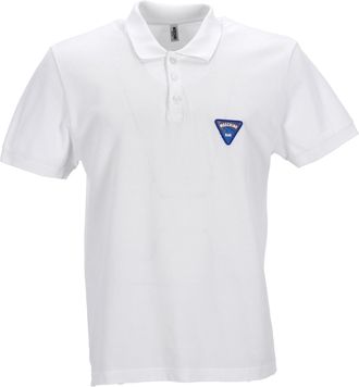 Moschino Logo Patch Polo Shirt in White Cotton