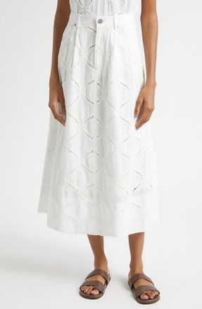 Derek Lam Nydia Cotton Eyelet Skirt in White at Nordstrom, Size 00