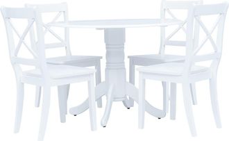 vidaXL Vidaxl - Conjunto De Comedor 5 Piezas Madera Maciza De Caucho Blanco