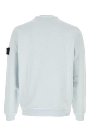 Stone Island Mens Pastel Light-Blue Cotton Sweatshirt Skyblue Exterior: Felpe Sweater