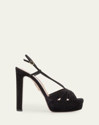 Aquazzura 130mm Aimee Suede Platform Sandals