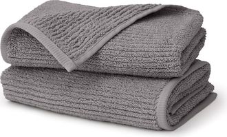 Boll & Branch Set of 2 Ribbed Organic Cotton Hand Towels in Stone at Nordstrom