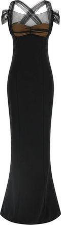 Nensi Dojaka Gedrapeerde Maxi Jurk met Gewatteerde Cups - Dames - Maxi kleedjes - Zwart - S - Tule - Kleedjes