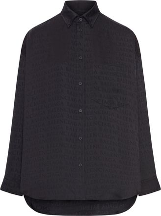 Balenciaga FLUID VISCOSE SHIRT WITH ALLOVER TONE-ON-TONE LOGO - Balenciaga - Woman