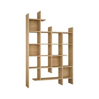 Dmora Dmora - Estante Para Libros Chertan, Estante De Oficina, Porta Libros M&oacute;vil, Biblioteca, 122x26h188 Cm, Roble, Con Embalaje Reforzado