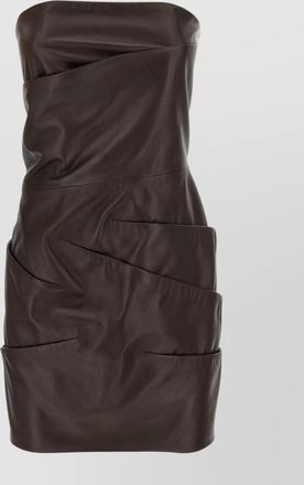 The Attico strapless leather dress with layered textured finish
