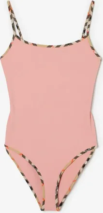 Burberry Check Trim Swimsuit, Size: XXL