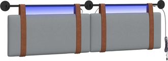 vidaXL Cabecero Colgante Con Luz Led Gris Claro Pu Antiguo Vidaxl