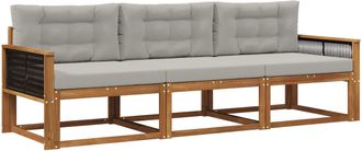 vidaXL Conjunto De Sof&aacute;s De Exterior 3 Uds. Natural Y Gris Claro Vidaxl