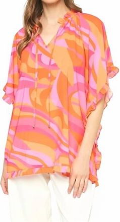 Entro Kati Ruffles Tunic In Orange/pink