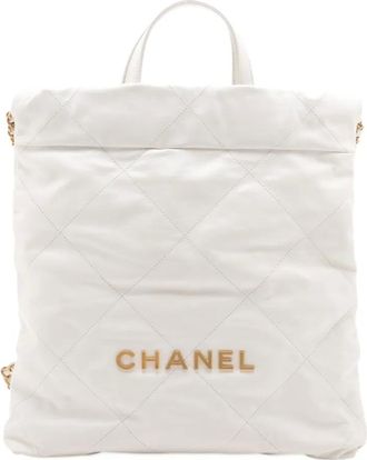 Chanel Zaino con coulisse Chanel 22 in pelle di vitello lucida 2021-2025 - Bianco