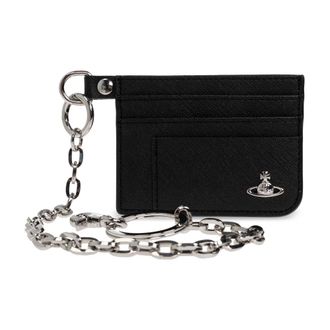 Vivienne Westwood Accessoires, unisex, Zwart, ONE Size, Katoen, Slim Card Holder