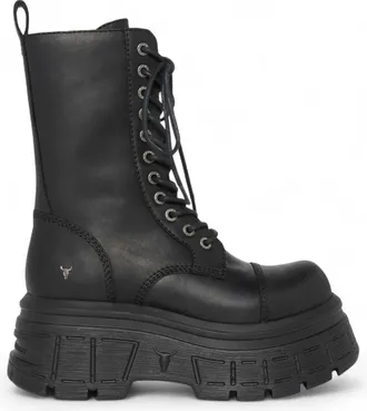 Windsor Smith Mid-Calf Biker Leather Platform Combat Boots