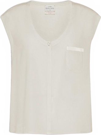 Forte_Forte Womens Matte Stretch Silk Top In Yogurt