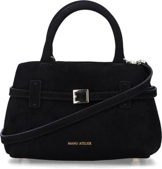 Manu Atelier Compact Suede Leather Handbag With Adjustable Strap