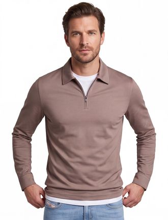 DeSoto Poloshirt Desoto beige katoen rits
