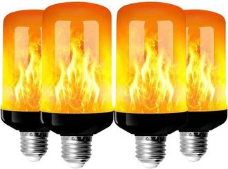 OEM Luces Led Con Efecto Llama, Juego De 4 Bombillas Led E27 Con Efecto Llama, Luces Led Intermitentes, Adecuadas Para Halloween, Navidad Y Fiestas