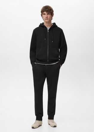 Mango Felpa cappuccio zip nero - Uomo - XXL - MANGO MAN
